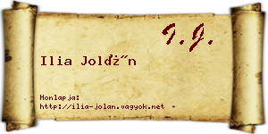 Ilia Jolán névjegykártya